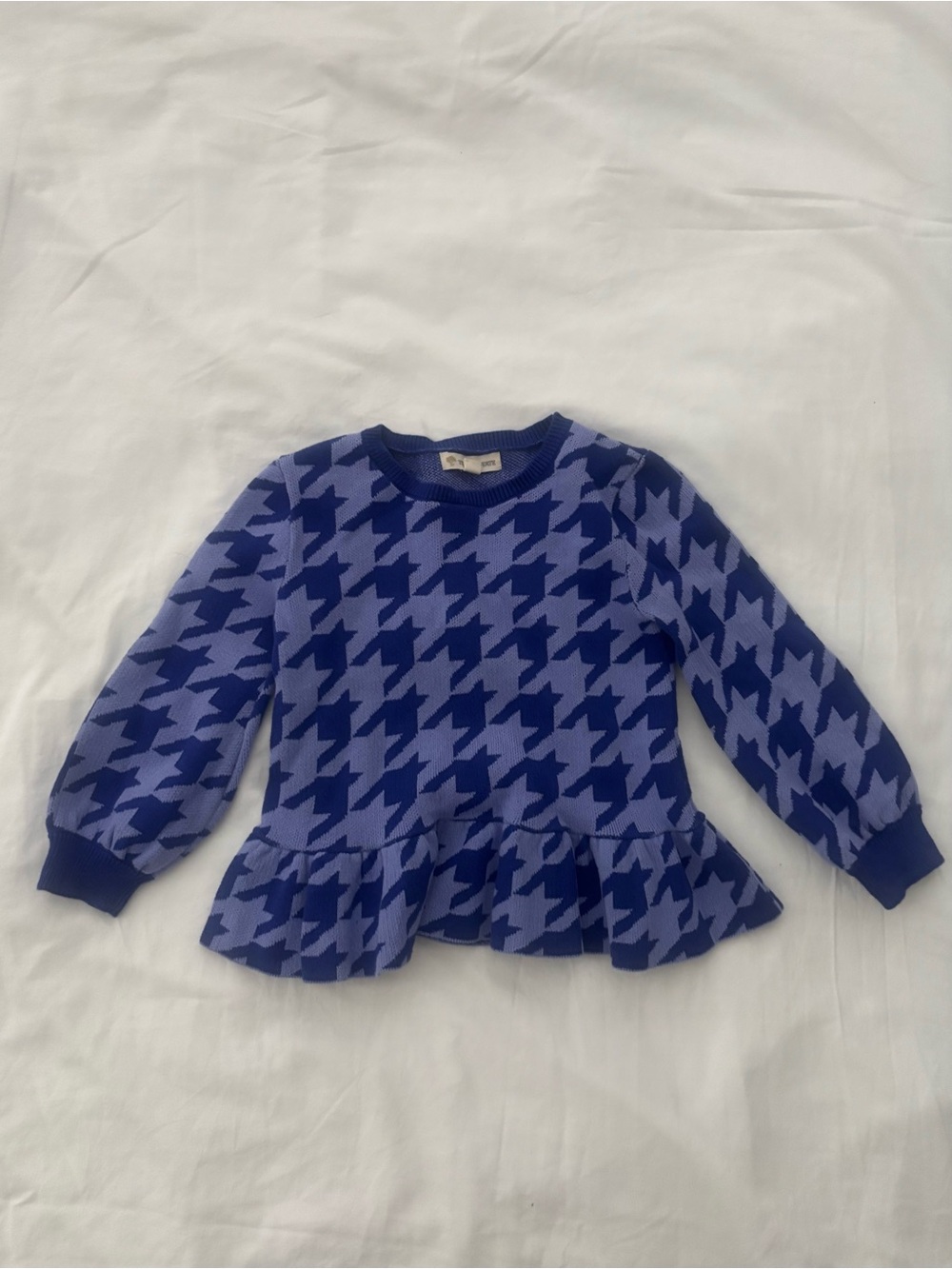 Tucker + Tate Blue Houndstooth Peplum Sweater